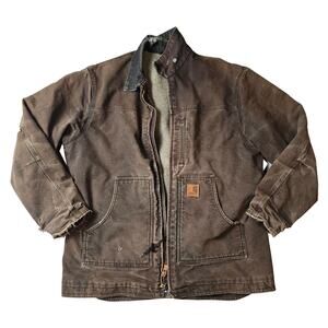 VTG Early 00s Mocha Brown Distressed Carhartt Arctic Work Jacket XL Tall